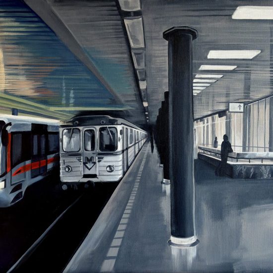 Příběhy kolejí - Praha - Vyšehrad 50x90,
akryl na plátně