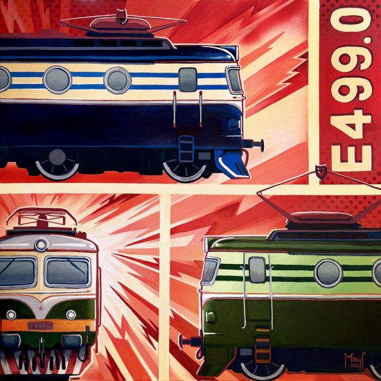 POPojedem! - Pod proudem 70x70,
akryl na plátně